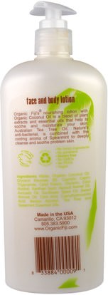 حمام، الجمال، زيت جوز الهند الجلد Organic Fiji, Nourishing Lotion with Organic Coconut Oil, Tea Tree Spearmint, 12 oz (354 ml)