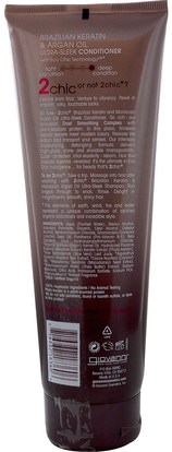 حمام، الجمال، مكيفات، أرجان Giovanni, 2Chic, Ultra-Sleek Conditioner, Brazilian Keratin & Argan Oil, 8.5 fl oz (250 ml)