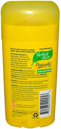 حمام، الجمال، مزيل العرق 21st Century, Herbal Clear, Natural Deodorant, Clear Aloe Fresh, 2.65 oz (75 g)
