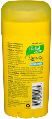 حمام، الجمال، مزيل العرق 21st Century, Herbal Clear Naturally!, Sport Natural Deodorant, Clear Sport, 2.65 oz (75 g)