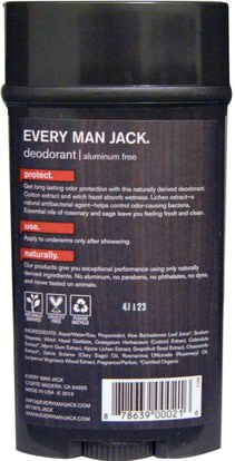حمام، الجمال، مزيل العرق Every Man Jack, Deodorant, Cedarwood, 3.0 oz (88 g)