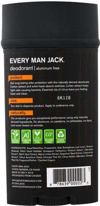 حمام، الجمال، مزيل العرق Every Man Jack, Deodorant, Citrus, 3.0 oz (88 g)