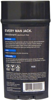حمام، الجمال، مزيل العرق Every Man Jack, Deodorant, Signature Mint, 3.0 oz (88 g)