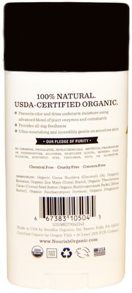 حمام، الجمال، مزيل العرق Nourish Organic, Fresh & Dry Deodorant, Almond Vanilla, 2.2 oz (62 g)