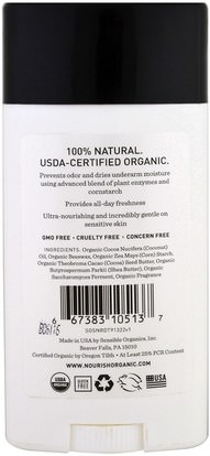 حمام، الجمال، مزيل العرق Nourish Organic, Organic Deodorant Stick, Fresh & Dry, Forest, 2.2 oz (62 g)