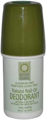 حمام، الجمال، مزيل العرق، لفة-- على مزيل العرق Desert Essence, Natural Roll-On Deodorant, 2 oz (60 ml)