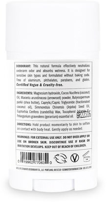حمام، الجمال، مزيل العرق Schmidts Natural Deodorant, Sensitive Skin Formula, Geranium, 3.25 oz (92 g)
