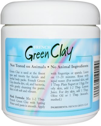حمام، الجمال، السموم، الطين Rainbow Research, French Green Clay, Facial Treatment Mask Powder, 8 oz (225 g)