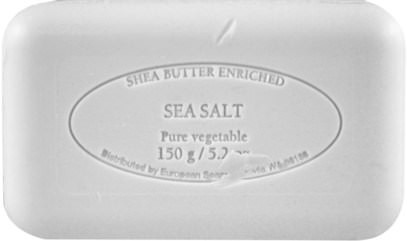 حمام، الجمال European Soaps, LLC, Pre de Provence, Bar Soap, Sea Salt, 5.2 oz (150 g)
