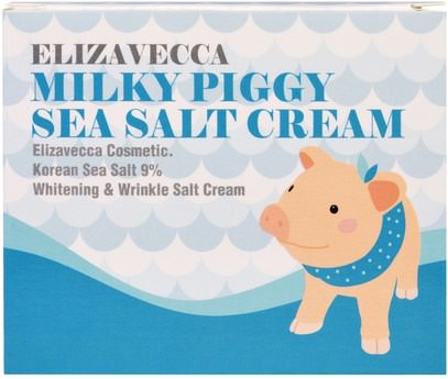 حمام، الجمال، العناية بالوجه، الكريمات المستحضرات، الأمصال Elizavecca, Milky Piggy Sea Salt Cream, 100 g