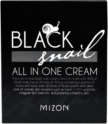 حمام، الجمال، العناية بالوجه، الكريمات المستحضرات، الأمصال Mizon, Black Snail, All In One Cream, 2.53 fl oz (75 ml)