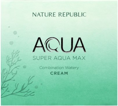 حمام، الجمال، العناية بالوجه، الكريمات المستحضرات، الأمصال Nature Republic, Aqua, Super Aqua Max, Combination Watery Cream, 2.70 fl oz (80 ml)