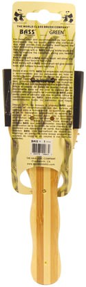 حمام، الجمال، فرش الشعر Bass Brushes, Large Oval, Hair Brush, Cushion Wood Bristles with Stripped Bamboo Handle, 1 Hair Brush