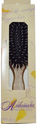 حمام، الجمال، فرش الشعر، دقة بالغة، فروة الرأس Fuchs Brushes, Ambassador Hairbrushes, Oval, Oak Handle, 1 Brush