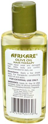 حمام، الجمال، دقة بالغة، فروة الرأس Cococare, Africare, Olive Oil Hair Therapy, 2 fl oz (60 ml)