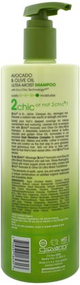 حمام، الجمال، دقة بالغة، فروة الرأس Giovanni, 2Chic, Ultra-Moist Shampoo, for Dry, Damaged Hair, Avocado & Olive Oil, 24 fl oz (710 ml)