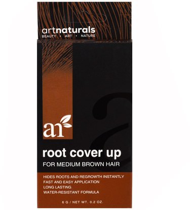 حمام، الجمال، الشعر، فروة الرأس، لون الشعر Artnaturals, Root Cover Up, For Medium Brown Hair, 0.2 oz (6 g)