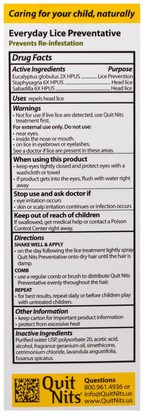 حمام، الجمال، دقة بالغة، فروة الرأس، الصحة Hylands, Quit Nits, Everyday Head Lice Preventative Spray, 4.0 fl oz (118 ml)