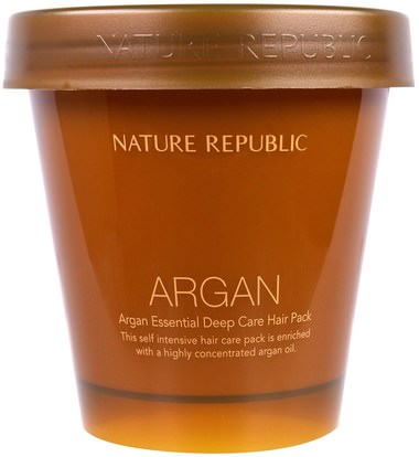 حمام، الجمال، دقة بالغة، فروة الرأس Nature Republic, Argan Essential Deep Care Hair Pack, 200 ml