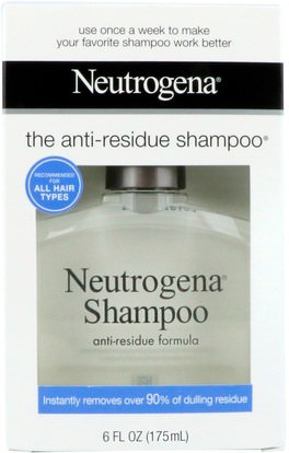 حمام، الجمال، الشعر، فروة الرأس، الشامبو، مكيف Neutrogena, The Anti-Residue Shampoo, All Hair Types, 6 fl oz (175 ml)