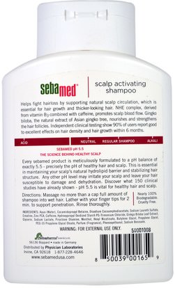 حمام، الجمال، دقة بالغة، فروة الرأس، الشامبو Sebamed USA, Scalp Activating Shampoo, for Thinning Hair, 6.8 fl oz (200 ml)