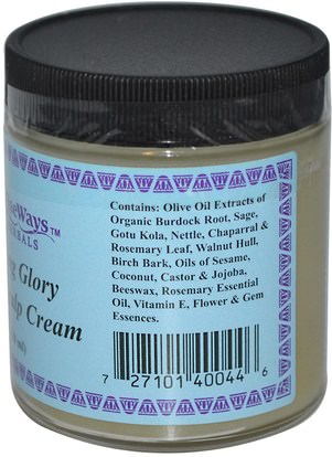 حمام، الجمال، دقة بالغة، فروة الرأس WiseWays Herbals, LLC, Crowning Glory Hair & Scalp Cream, 4 oz (118 ml)