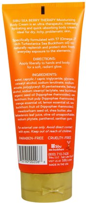 حمام، الجمال، كريمات اليد، العناية بالجسم Sibu Beauty, Sea Berry Therapy Moisturizing Body Cream, 6 fl oz (177 ml)