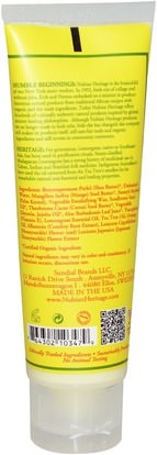 حمام، الجمال، كريمات اليد Nubian Heritage, Lemongrass & Tea Tree Hand Cream, 4 fl oz (118 ml)