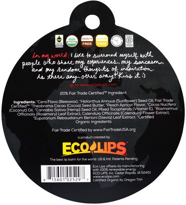 حمام، الجمال، العناية الشفاه، بلسم الشفاه Eco Lips Inc., POGO, Organic Lip Balm, Apricot Peach, 0.15 oz (4.25 g)