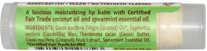 حمام، الجمال، العناية الشفاه، بلسم الشفاه Everyday Coconut, Fair Trade Lip Balm, Coconut Mint, 0.15 oz (4.25 g)