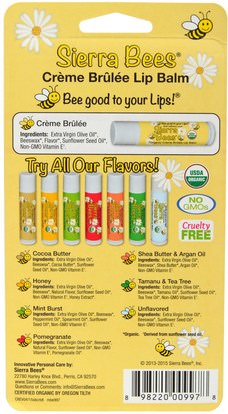 حمام، الجمال، العناية الشفاه، بلسم الشفاه، النحل سيرا العضوية بلسم الشفاه Sierra Bees, Organic Lip Balms, Crme Brulee, 8 Pack.15 oz (4.25 g) Each