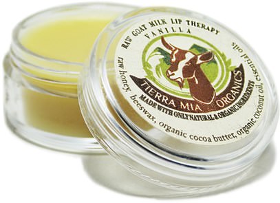 حمام، الجمال، العناية الشفاه، بلسم الشفاه Tierra Mia Organics, Raw Goat Milk Lip Therapy, Vanilla.33 oz