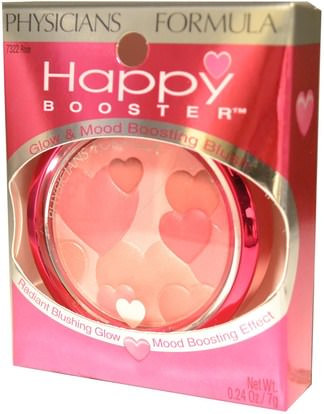 حمام، الجمال، ماكياج، استحى Physicians Formula, Inc., Happy Booster, Glow & Mood Boosting Blush, 7322 Rose, 0.24 oz (7 g)
