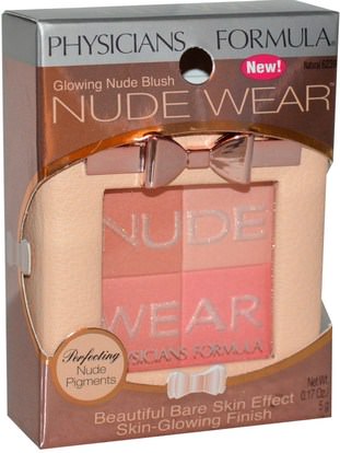 حمام، الجمال، ماكياج، استحى Physicians Formula, Inc., Nude Wear, Glowing Nude Blush, Natural, 0.17 oz (5 g)