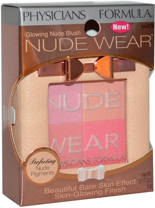 حمام، الجمال، ماكياج، استحى Physicians Formula, Inc., Nude Wear, Glowing Nude Blush, Rose, 0.17 oz (5 g)