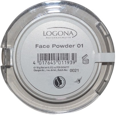 حمام، الجمال، ماكياج، مسحوق مضغوط Logona Naturkosmetik, Face Powder, Light Beige 01, 0.352 oz (10 g)