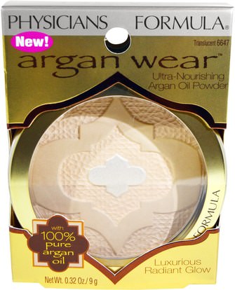 حمام، الجمال، ماكياج، مسحوق مضغوط Physicians Formula, Inc., Argan Wear Ultra-Nourishing Argan Oil Powder, Translucent.32 oz (9 g)