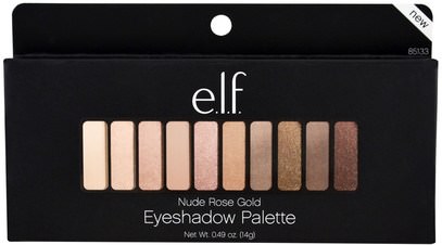 حمام، الجمال، ماكياج E.L.F. Cosmetics, Eyeshadow Palette, Nude Rose Gold, 0.49 oz (14 g)
