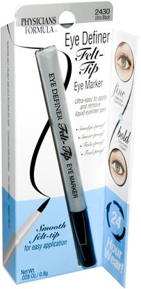 حمام، الجمال، ماكياج، بطانة العين Physicians Formula, Inc., Eye Definer, Felt-Tip Eye Marker, Ultra Black.028 oz (0.8 g)