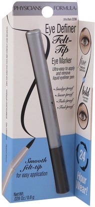 حمام، الجمال، ماكياج، بطانة العين Physicians Formula, Inc., Eye Definer, Felt-Tip, Eye Marker, Ultra Black, 0.28 oz (0.8 g)