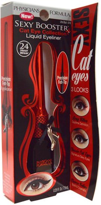 حمام، الجمال، ماكياج، بطانة العين Physicians Formula, Inc., Sexy Booster Cat Eye Collection, Liquid Eyeliner, Ultra Black, 0.25 fl oz (7.5 ml)