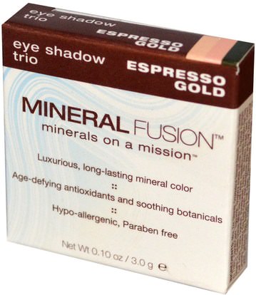 حمام، الجمال، ماكياج، ظلال العيون Mineral Fusion, Eye Shadow Trio, Espresso Gold, 0.10 oz (3 g)