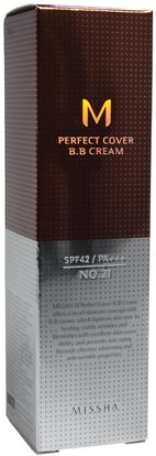 حمام، الجمال، ماكياج، السائل ماكياج Missha, M Perfect Cover BB Cream, No. 21 Light Beige, 50 ml