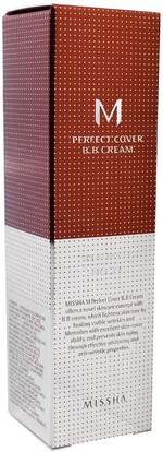 حمام، الجمال، ماكياج، السائل ماكياج Missha, Perfect Cover B.B. Cream, No.27 Honey Beige, 50 ml