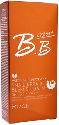 حمام، الجمال، ماكياج، السائل ماكياج Mizon, Snail Repair Blemish Balm, BB Cream SPF 32, 1.69 fl oz (50 ml)