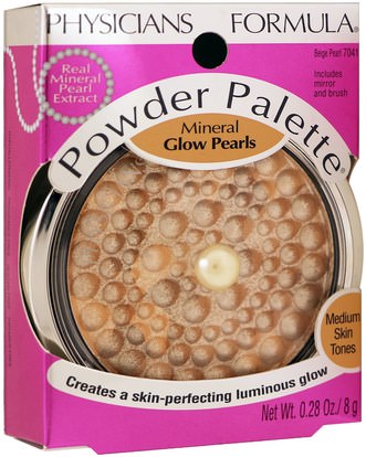 حمام، الجمال، ماكياج Physicians Formula, Inc., Powder Palette, Mineral Glow Pearls, Beige Pearl, 0.28 oz (8 g)