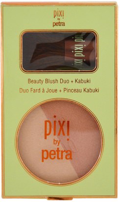 حمام، الجمال، ماكياج Pixi Beauty, Beauty Blush Duo + Kabuki, Peach Honey, 0.36 oz (10.21 g)