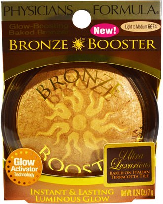 حمام، الجمال، ماكياج، وميض / مسحوق برونزي Physicians Formula, Inc., Bronze Booster, Glow-Boosting Baked Bronzer, Light to Medium, 0.24 oz (7 g)