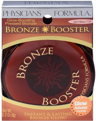 حمام، الجمال، ماكياج، وميض / مسحوق برونزي Physicians Formula, Inc., Bronze Booster, Glow-Boosting, Pressed Bronzer, Light To Medium, 0.3 oz (9 g)
