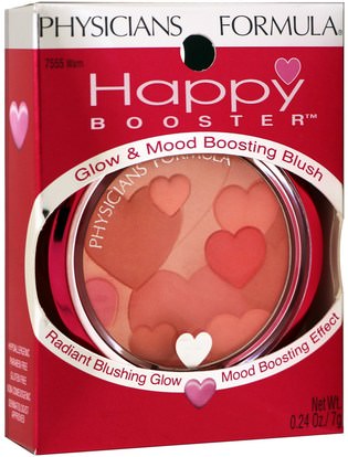 حمام، الجمال، ماكياج، وميض / مسحوق برونزي Physicians Formula, Inc., Happy Booster, Glow & Mood Boosting Blush, Warm, 0.24 oz (7 g)